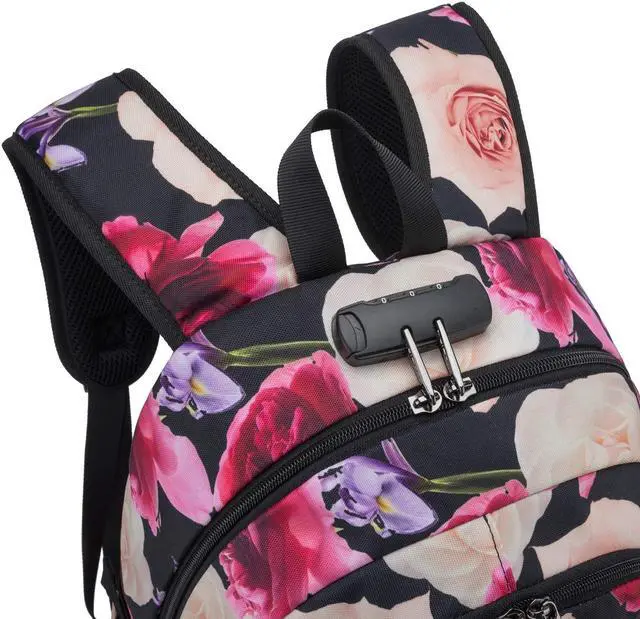 Alt view image 4 of 5 - Tzowla Business Laptop Backpack Water Resistant Anti-Theft with USB Charging Port and Lock 15.6 Inch Computer Backpacks for Men, Women, Casual Hiking Travel Daypack (Flower)