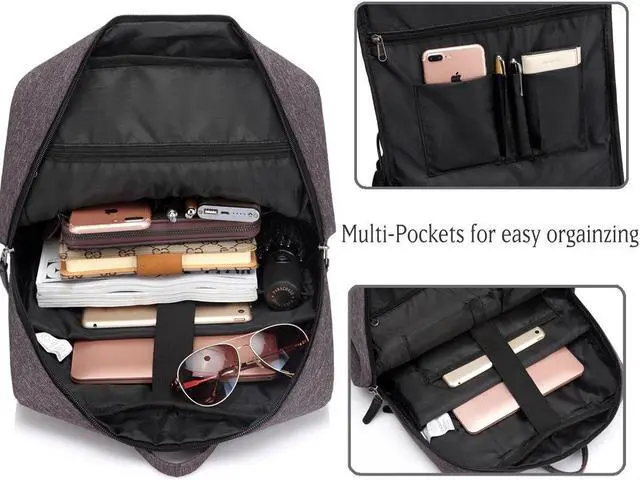 Alt view image 5 of 5 - VASCHY Business Laptop Backpack for 17 inch Computer With USB Charging Cable