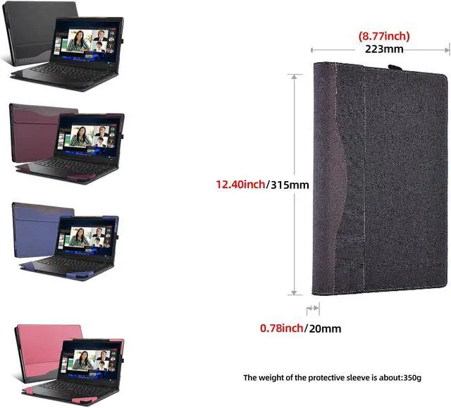 Alt view image 3 of 5 - Laptop Cover for Lenovo ThinkPad X1 Carbon Gen 9 ThinkPad X1 Carbon Gen12/10/11/ X1 Yoga gen 6/7/8 case 2023 All-Inclusive Drop-Proof Case 14" PU Leather Inner Pocket Cover (Wine red)