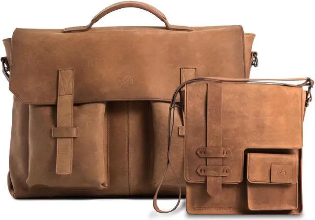 Main image of VELEZ Brown Top Grain Leather Messenger + Crossbody Bag for Men