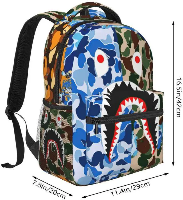 Alt view image 2 of 5 - Vkaxopt Backpack Shark Teeth Camo Backpacks Travel Laptop Daypack Big Capacity Bookbag Fashion Durable Back Pack for Men and Women-ClassicColor
