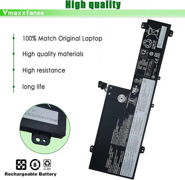 Alt view image 3 of 5 - Vmaxxfanee L19M3PD6 52.5WH Laptop Battery Replacement for Lenovo Flex 5-15IIL05 5-14ARE05 5-14IIL05 81X2 82DF Series Notebook L19L3PD6 L19C3PD6 L19D3PD6 SB10X49074 SB10X49076 11.55V 4550mAh
