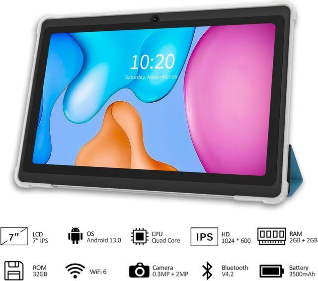 Alt view image 2 of 5 - VOLENTEX 7 Inch Tablet with Case, Quad Core Android 13 Tablet, 32GB ROM, WiFi 6, Bluetooth, Dual Camera, USB C Tablet PC, 7" Touch Screen IPS Full HD Display Android Tablet (Blue)