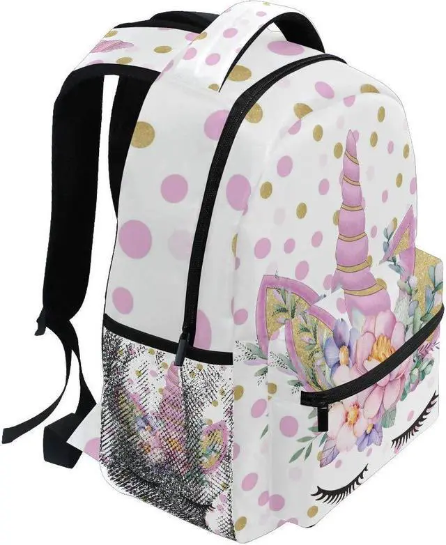 Alt view image 2 of 5 - Wamika Cute Unicorn Backpacks for Girls Kids Flowers School Student Book Bags