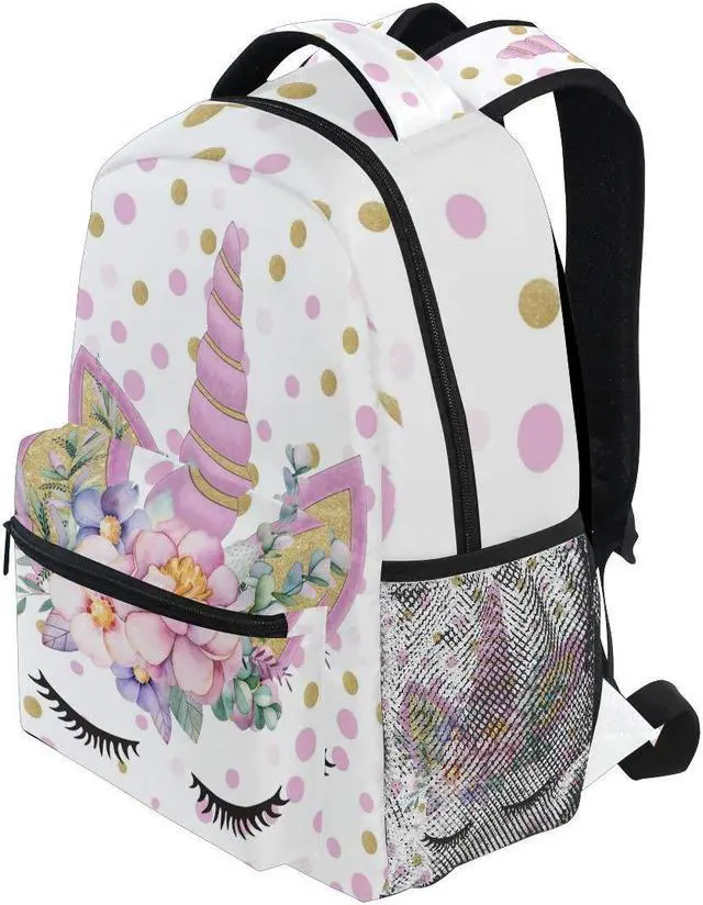 Alt view image 3 of 5 - Wamika Cute Unicorn Backpacks for Girls Kids Flowers School Student Book Bags