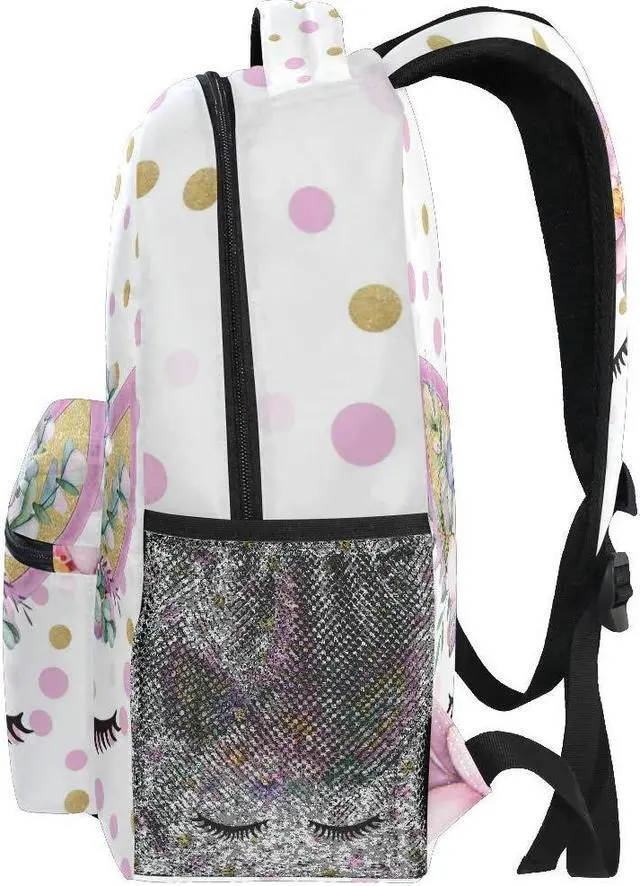 Alt view image 4 of 5 - Wamika Cute Unicorn Backpacks for Girls Kids Flowers School Student Book Bags