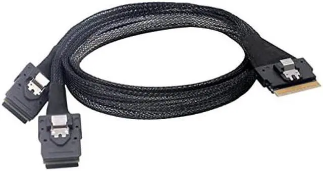 Main image of xiwai PCI-E Ultraport Slimline SAS Slim 4.0 SFF-8654 8i 74pin to Dual SFF-8087 Mini SAS Cable PCI-Express