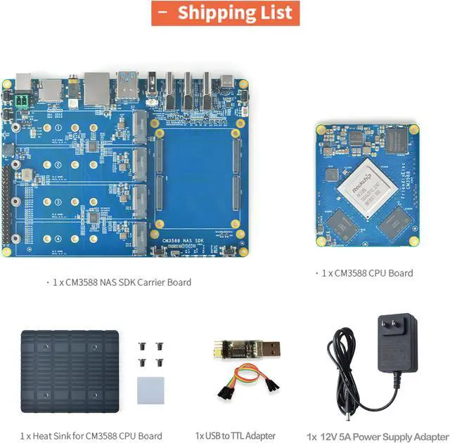 Alt view image 2 of 5 - WayPonDEV CM3588 Network Storage Module NAS Kit, 16GB LPDDR4 Single Board Computer, RK3588 2.4GHz CPU 6TOPs NPU Mali-G610 GPU, Support 4X NVMe SSD for Home Cloud Server, 8K Video Encoders (8+64GB)