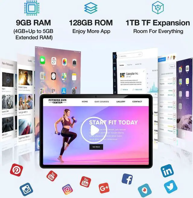 Alt view image 5 of 5 - DOOGEE T30E 11 inch Tablet,4G LTE Cellular Tablet with Android 14, 9 GB+128 GB/TF 1TB, Gaming Tablets with 8000mAh Battery, Widevine L1/5G WiFi/OTG/GPS/Face ID (Black)