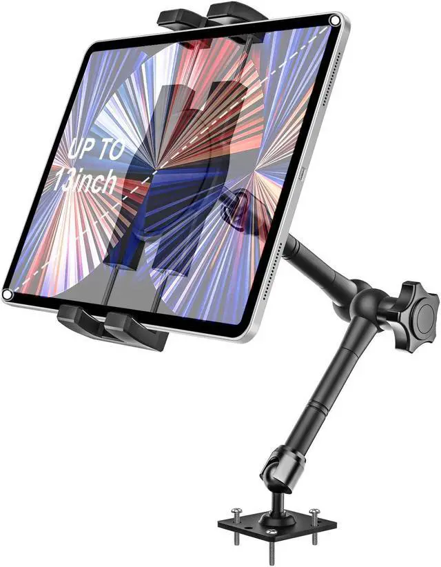 Main image of woleyi Drill Base Tablet Mount for Truck - [Metal Long Arm] Heavy Duty Truck Tablet Holder Dashboard Car Mount for Commercial Vehicles, Semi Trucks, for 4.7-13" iPad Pro, Air, Mini, Galaxy Tab, Z Fold