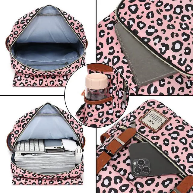 Alt view image 3 of 5 - YGR Floral Laptop Backpack for Women, Female, College, Travel, Business, Outdoor Sports, Office, Work (Leopard Print)