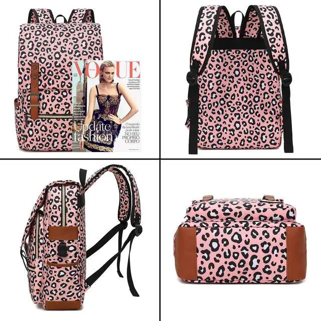 Alt view image 5 of 5 - YGR Floral Laptop Backpack for Women, Female, College, Travel, Business, Outdoor Sports, Office, Work (Leopard Print)
