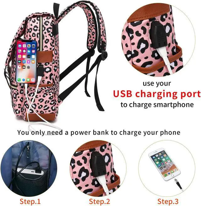 Alt view image 2 of 5 - YGR Floral Laptop Backpack for Women, Female, College, Travel, Business, Outdoor Sports, Office, Work (Leopard Print)