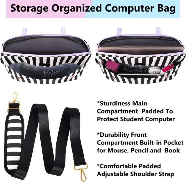 Alt view image 3 of 5 - MATEIN Laptop Tote Bag for Women, 15.6 inch Cute Computer Sleeve Case Briefcase with RFID Pocket for Nurse Teacher, Lightweight Messenger Carrying Shoulder Handbag, Sister Gift for Office Work, Purple