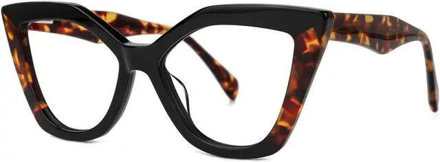Alt view image 2 of 5 - Zeelool Stylish Acetate Cat Eye Blue Light Blocking Glasses Computer Eyewear for Women Oversized Eyeglasses Spitler ZJGA100148-01 Black-Tortoise