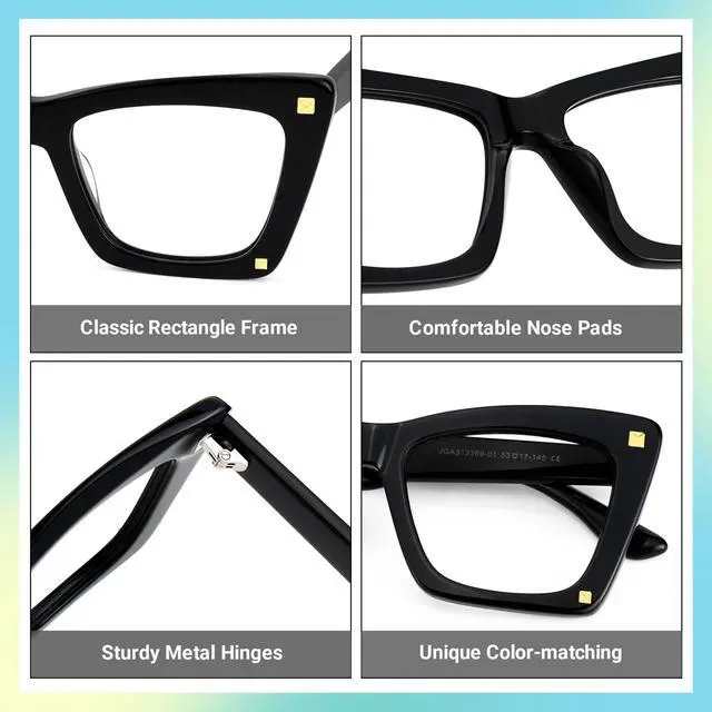 Alt view image 5 of 5 - Zeelool Stylish Oversized Rectangle Blue Light Blocking Glasses for Women Computer Eyeglasses ZJGA513369-01 Black