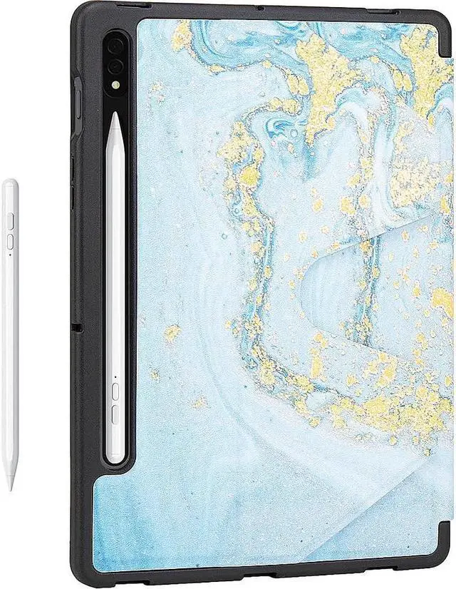 Alt view image 3 of 5 - SaharaCase Multi-Angle Folio Case for Samsung Galaxy Tab S8 (2022) [Shockproof Bumper] Rugged Protection Antislip Foldable Kickstand - Blue Marble