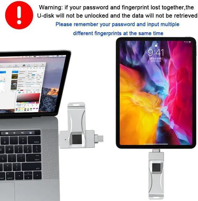 Alt view image 3 of 5 - Rotary Case Fingerprint Fast Flash encryption, Designed for iOS Devices, for iPhone 15/15 pro/Android/MAC, Full Fingerprint 128G (64, GB)