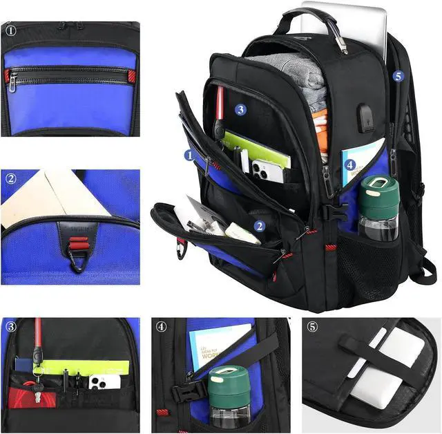 Alt view image 2 of 5 - Z-MGKISS Gaming Laptop Travel Backpack Fits 18.4"-19" Laptops, Extra Large TSA Carry On Bag, College Business Work Mens Backpack, Blue