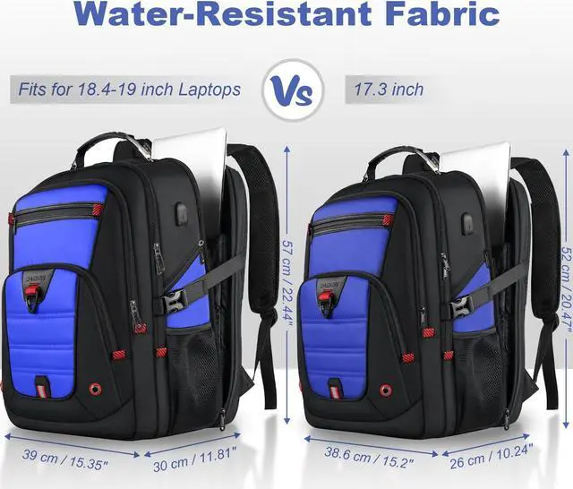 Alt view image 3 of 5 - Z-MGKISS Gaming Laptop Travel Backpack Fits 18.4"-19" Laptops, Extra Large TSA Carry On Bag, College Business Work Mens Backpack, Blue
