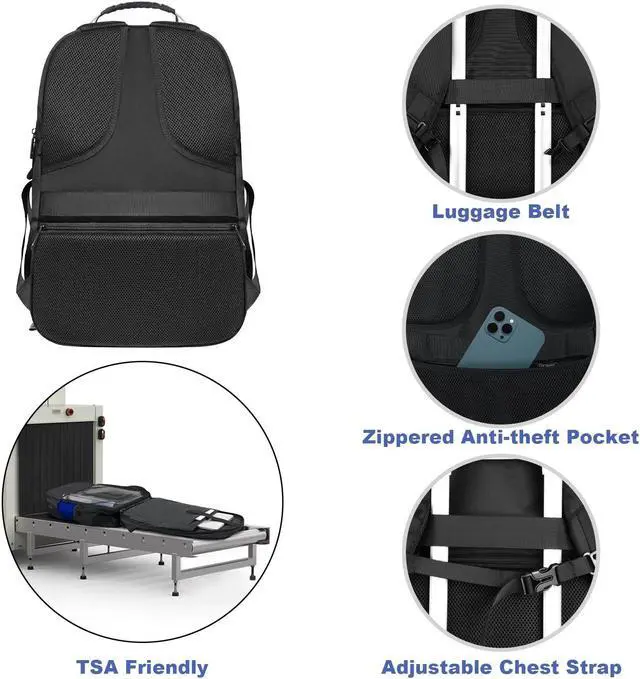 Alt view image 4 of 5 - Z-MGKISS Gaming Laptop Travel Backpack Fits 18.4"-19" Laptops, Extra Large TSA Carry On Bag, College Business Work Mens Backpack, Blue