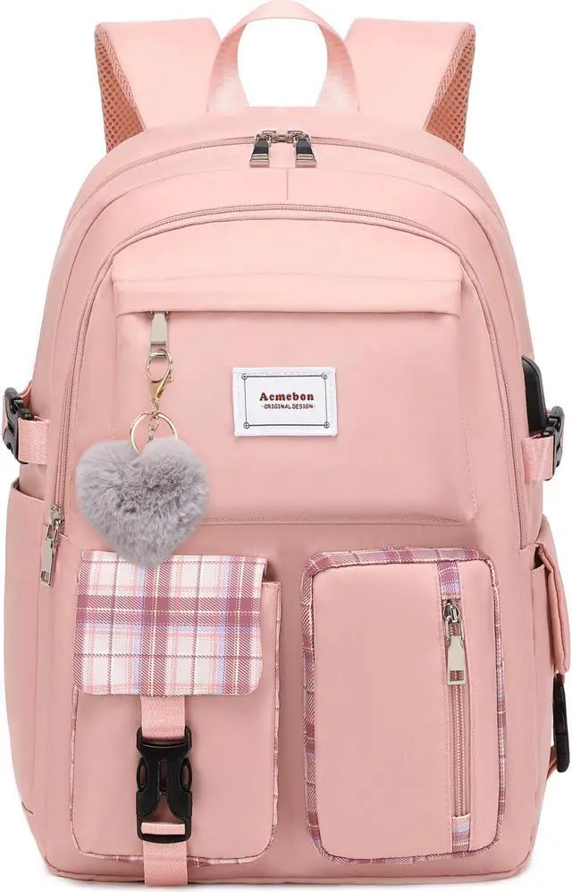 Main image of Acmebon Girl Roomy Fashion Laptop Backpack Casual Daily Backpack for Women Pink