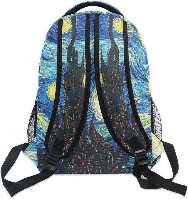 Alt view image 3 of 5 - ALAZA Galaxy Starry Night Sky Van Gogh Large Backpack Personalized Laptop iPad Tablet Travel School Bag with Multiple Pockets