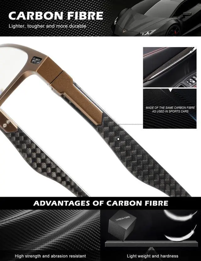 Alt view image 3 of 5 - ANYLUV Reading-Glasses-Men Mens Reading Glasses: Blue Light Reader Glasses Carbon Fiber Computer Screen Blocking Glasses