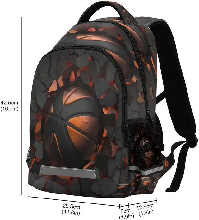 Alt view image 3 of 5 - YoCosy Art Painting Sport Basketball Crash Backpack School Bookbag Laptop Purse Casual Daypack for Teen Girls Women Boys Men College Travel