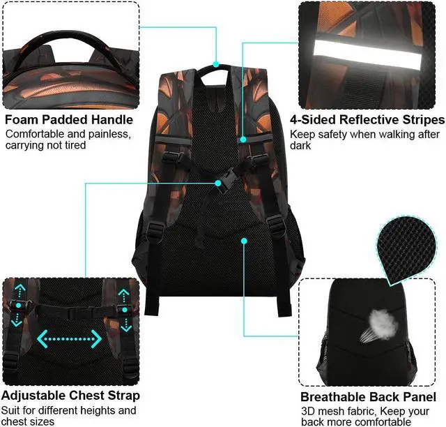 Alt view image 4 of 5 - YoCosy Art Painting Sport Basketball Crash Backpack School Bookbag Laptop Purse Casual Daypack for Teen Girls Women Boys Men College Travel