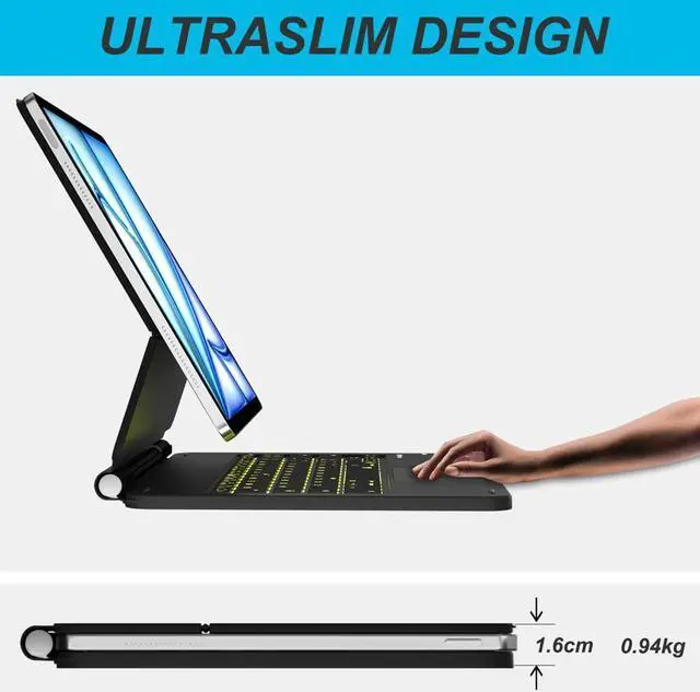 Alt view image 3 of 5 - baaaq Magnetic Keyboard case for iPad Air 11-inch (M2) 2024 & iPad Pro 11 inch (4th/3rd/2nd/1st Gen), Multi-Touch Trackpad, Floating Cantilever Stand,Backlit Wireless Keyboard