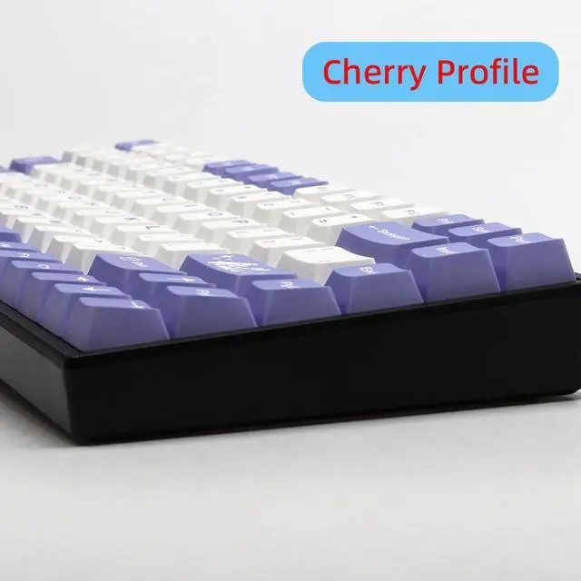 Alt view image 4 of 5 - BGKYPRO Rabbit Theme Keycaps-Thermal Sublimation PBT Keycap Set,Japanese Radical, for Mechanical Keyboards, Full 135 Key Set, Cherry Profile, English (US) Layout-Purple White