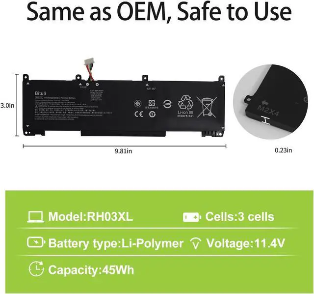Alt view image 2 of 5 - Bituli RH03XL M02027-005 Battery for HP ProBook 430 440 445 450 630 640 650 G8 Series HSTNN-IB9Q HSTNN-OB1T HSTNN-DB0B HSTNN-UB7X M01524-2B1 M01524-AC1 M01524-1D1 45Wh