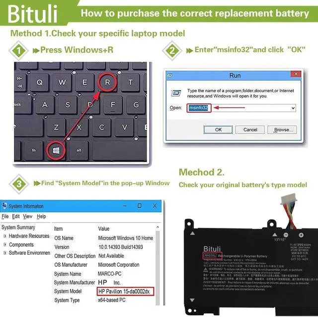 Alt view image 4 of 5 - Bituli RH03XL M02027-005 Battery for HP ProBook 430 440 445 450 630 640 650 G8 Series HSTNN-IB9Q HSTNN-OB1T HSTNN-DB0B HSTNN-UB7X M01524-2B1 M01524-AC1 M01524-1D1 45Wh