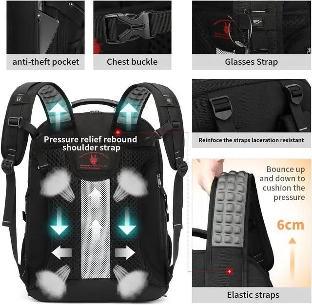 Alt view image 4 of 5 - Boniyee Travel Backpack 17.3 Inch, Business Anti-Theft Laptop Bag with USB Charging Port, Waterproof