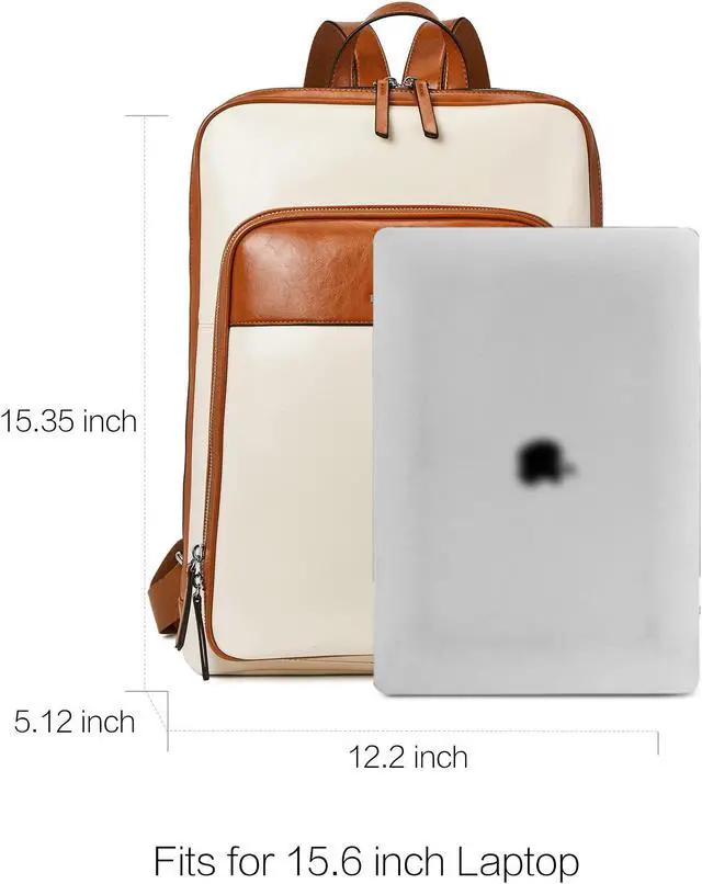 Alt view image 4 of 5 - BOSTANTEN Leather Laptop Backpack for Women 15.6 inch Computer Bag Travel Work Daypack Large Size Bag