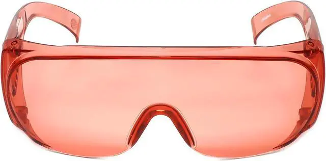 Alt view image 3 of 4 - Calabria 1003 3 Pack FL41 Pink Fitover Safety Glasses Wear Over Prescription Glasses, Migraine Glasses FL-41 Light Sensitivity Women Men Indoor Outdoor Blue Light Blocker Over Glasses Eye Protection