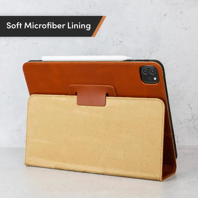 Alt view image 4 of 5 - Casemade Real Leather Case Compatible with iPad Pro 11 M4 (2024) - Full-Grain Leather Cover, Auto Sleep/Wake, Dual Stand Position (Tan)