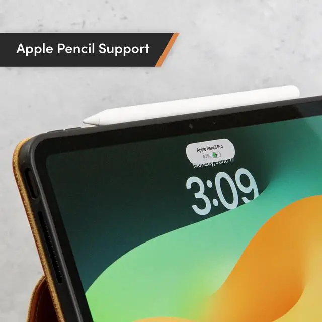 Alt view image 3 of 5 - Casemade Real Leather Case Compatible with iPad Pro 11 M4 (2024) - Full-Grain Leather Cover, Auto Sleep/Wake, Dual Stand Position (Tan)