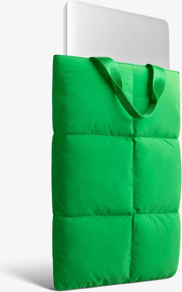 Alt view image 2 of 5 - Comfyable Puffy Laptop Sleeve 15 16 Inch, Quilted Puffer Laptop Carrying Case with Handle, Pillow Case Compatible for MacBook Air 15" M4 2025 & MacBook Pro 16" 2024, Puff Cover, Green