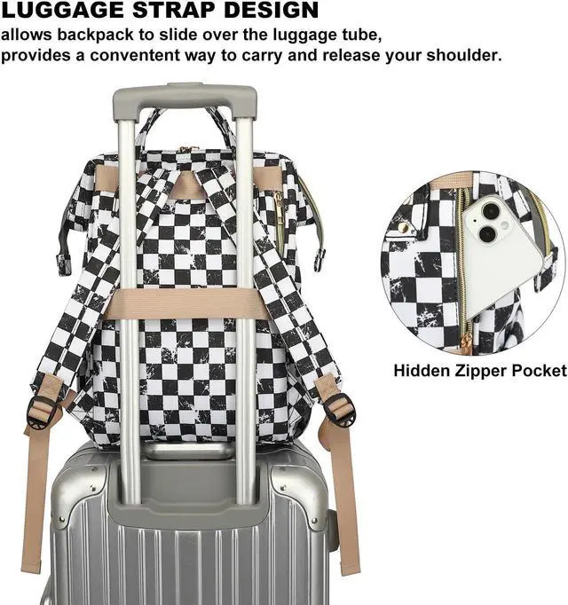 Alt view image 4 of 5 - Dezcrab Laptop Backpack for Women, College Bookbag School Backpack Work Business Travel 15.6 Inch Computer Backpacks (Marble Checkered)