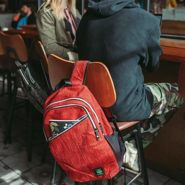 Alt view image 5 of 5 - DIME BAGS City Dweller Casual Hemp Backpack with Padded Laptop Compartment and Water Bottle Holder (Aqua)