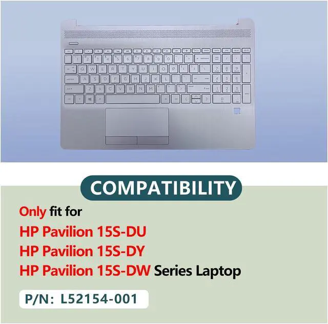 Alt view image 2 of 5 - D-KXCPELE Laptop Replacement-Upper Case Palmrest & Backlit Keyboard Touchpad Assembly for HP 15S-DY,15S-DW,15S-DU Models in Natural Silver with Fingerprint Reader P/N:L52154-001