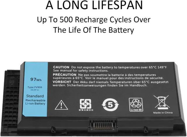 Alt view image 5 of 5 - IEFUU New M6600 Laptop Battery for Dell Precision M4600 M4700 M4800 M6700 M6800 Series Battery Fits Type FV993 KJ321 FJJ4W R7PND PG6RC RY6WH - [11.1V 97Wh-