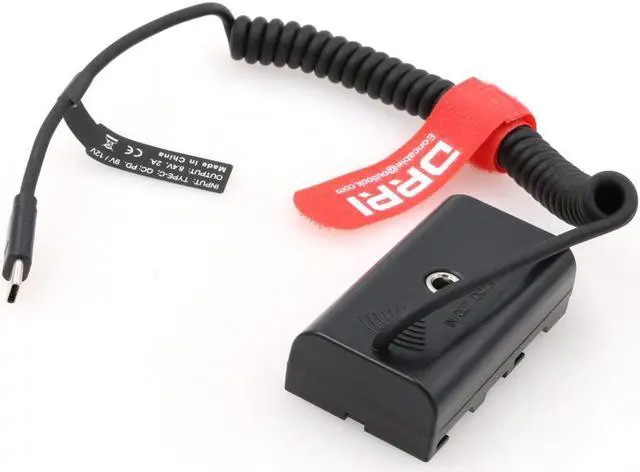 Alt view image 2 of 2 - DRRI NP-F970 Dummy Battery to USB Type-C PD Power Cable for Atomos Ninja V Sony NP-F Batteries