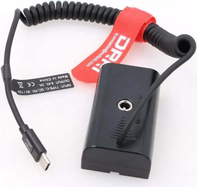 Main image of DRRI NP-F970 Dummy Battery to USB Type-C PD Power Cable for Atomos Ninja V Sony NP-F Batteries
