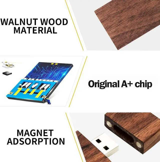 Alt view image 3 of 5 - Wood Flash Drives 32GB, EASTBULL USB 2.0 High Speed Walnut Wood USB Thumb Drives Memory Stick Pen Stick for Date Storage(10 Pack-Brown)