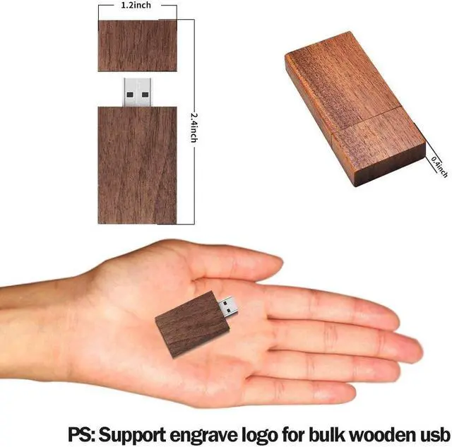Alt view image 4 of 5 - Wood Flash Drives 32GB, EASTBULL USB 2.0 High Speed Walnut Wood USB Thumb Drives Memory Stick Pen Stick for Date Storage(10 Pack-Brown)