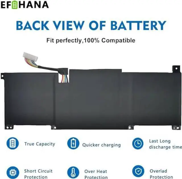 Alt view image 2 of 5 - EFOHANA BTY-M491 Laptop Battery Replacement for Msi Modern 15 A10M-215XFR 15 A10M-652UK A10M-004XFR A10M-489CA, Summit B15 A11MT-266XRU Series 3ICP6/71/74 11.4V 52.4Wh 4600mAh