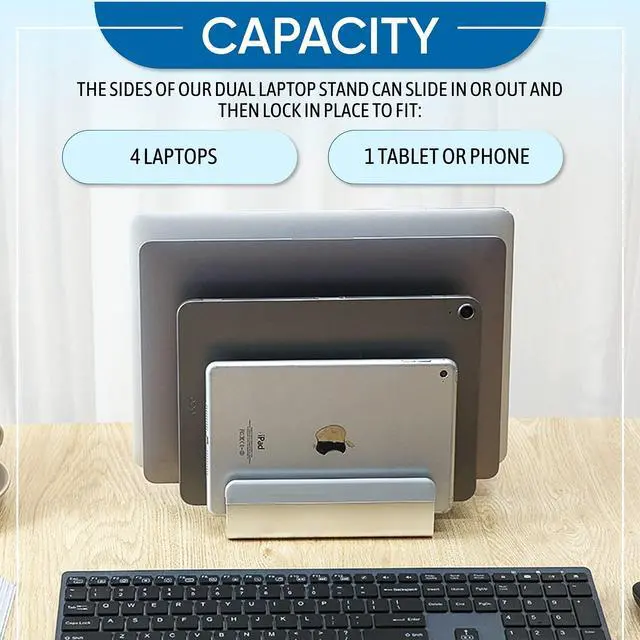 Alt view image 2 of 5 - Elestoria Adjustable Laptop Stand - Fits 5 Devices, Modern Design, Tool Free Adjustment, Protective & Stable